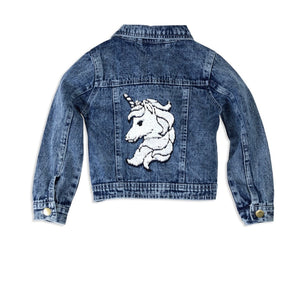 Baby Girl Reversible Sequin Patch Denim Jacket