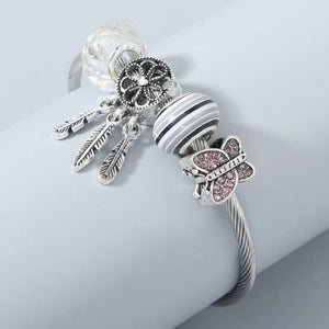 Pandora Inspired Butterfly Decor Bracelet