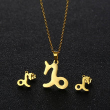 Load image into Gallery viewer, Stainless Steel Zodiac Necklace &amp; Earrings Set
