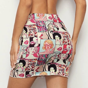 Pop Art Print Bodycon Skirt