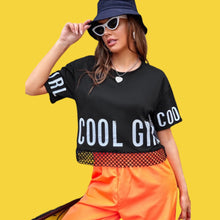 Load image into Gallery viewer, “Cool Girl” Fishnet Panel Tee
