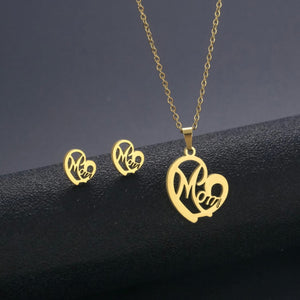 Mother’s Day Heart Shaped Earrings & Necklace Set