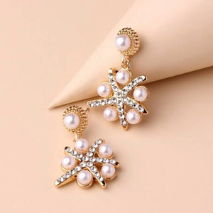 Faux Pearl Jeweled Drop Earrings