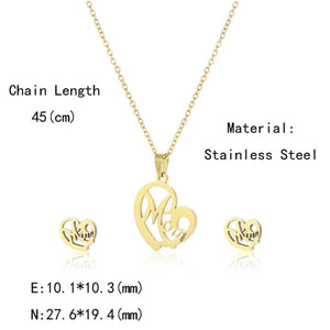 Mother’s Day Heart Shaped Earrings & Necklace Set